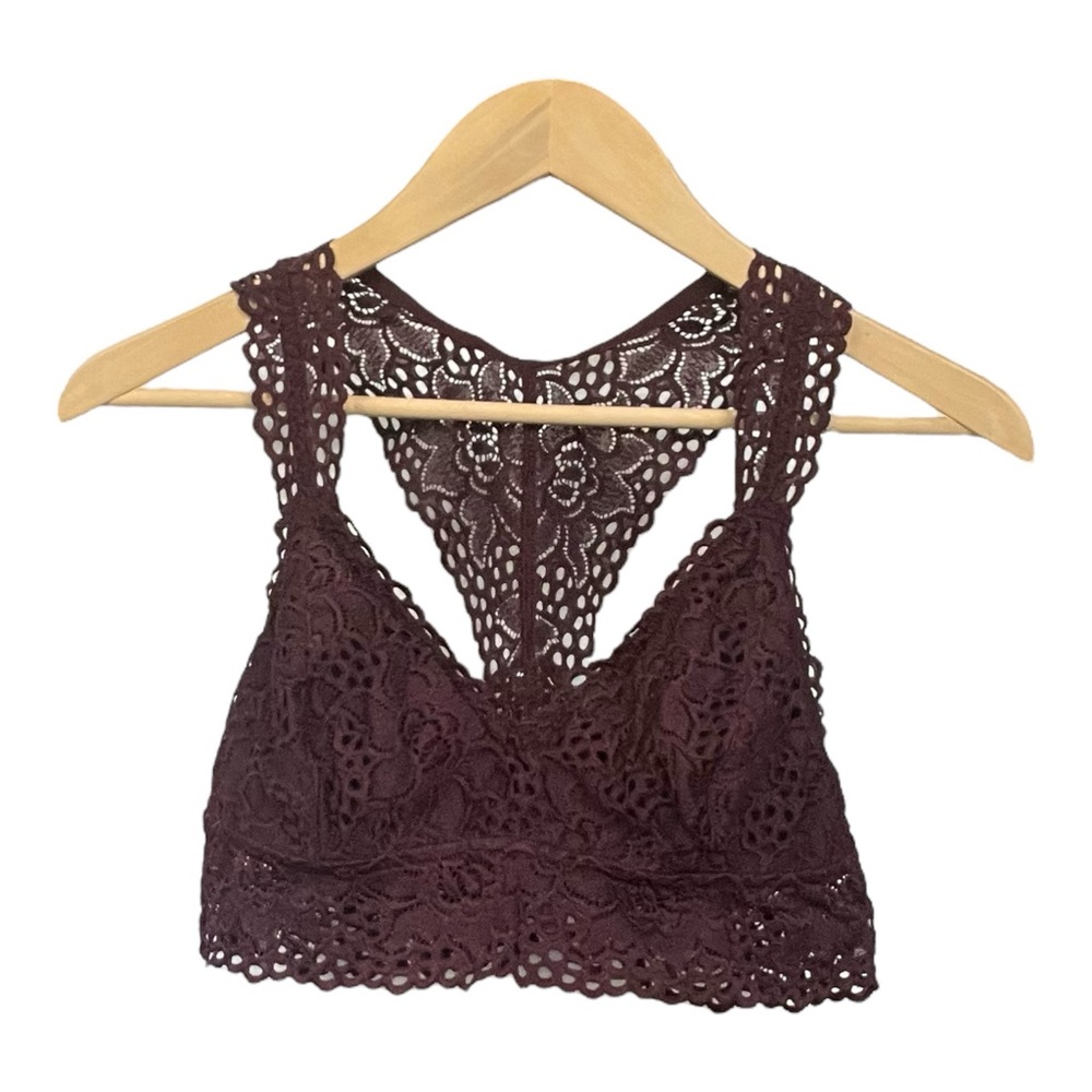 Aerie Lace Bralette in Burgundy - Size L